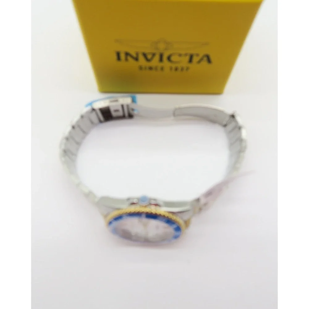 Invicta Pro Diver Vitreos Mens Watch 42mm Two Tone Gold Steel Blue Bezel 69398